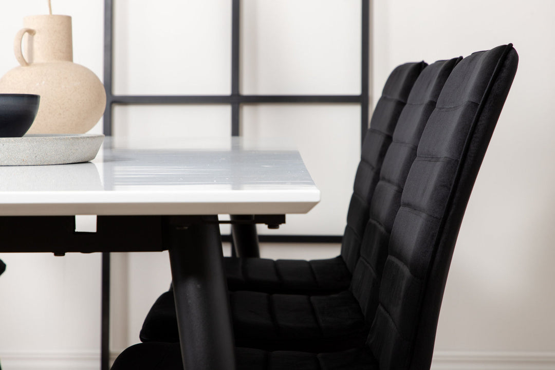 Venture Home Jimmy Dining Table , Black White HPL+Windu Lyx Chair , Black Black Velvet_6