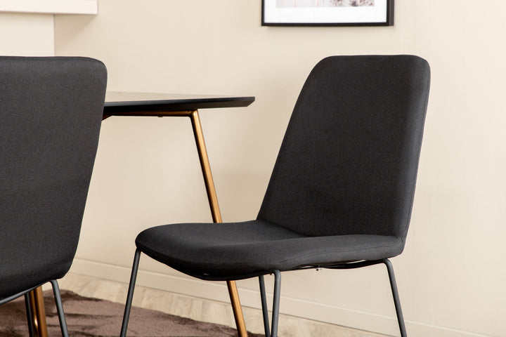 Venture Home Petra Dining Table , Distressed Copper Black Veneer+Muce Dining Chair , Black Legs , Black Fabric_6
