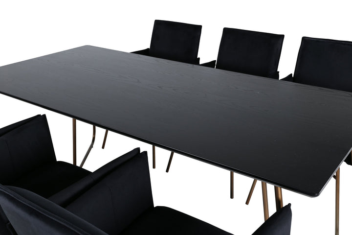 Venture Home Petra Dining Table , Distressed Copper Black Veneer+Petra Chair , Distressed Copper Black Velvet_6