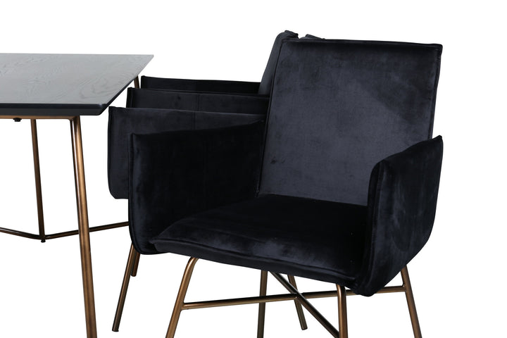Venture Home Petra Dining Table , Distressed Copper Black Veneer+Petra Chair , Distressed Copper Black Velvet_6