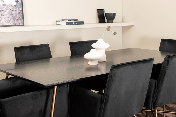 Venture Home Petra Dining Table , Distressed Copper Black Veneer+Petra Chair , Distressed Copper Black Velvet_6