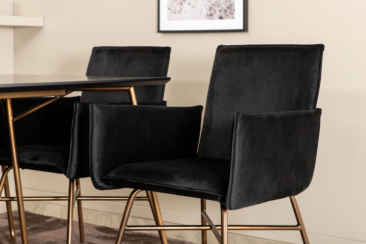 Venture Home Petra Dining Table , Distressed Copper Black Veneer+Petra Chair , Distressed Copper Black Velvet_6
