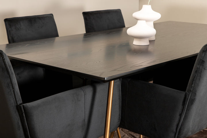 Venture Home Petra Dining Table , Distressed Copper Black Veneer+Petra Chair , Distressed Copper Black Velvet_6