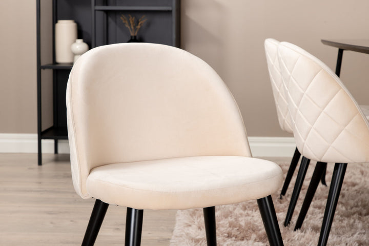 Venture Home Petra Dining Table , Black Black Veneer+Velvet Stitches Chair , Black Beige Velvet_6