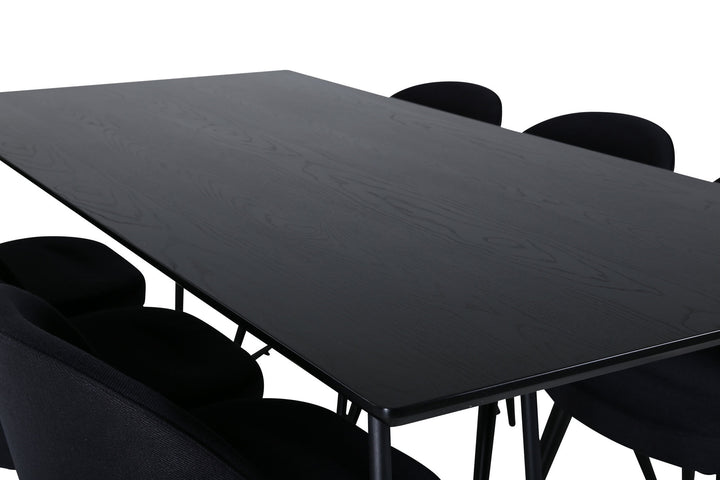 Venture Home Petra Dining Table , Black Black Veneer+Velvet Dining Chiar , Black legs, Black Fabric_6