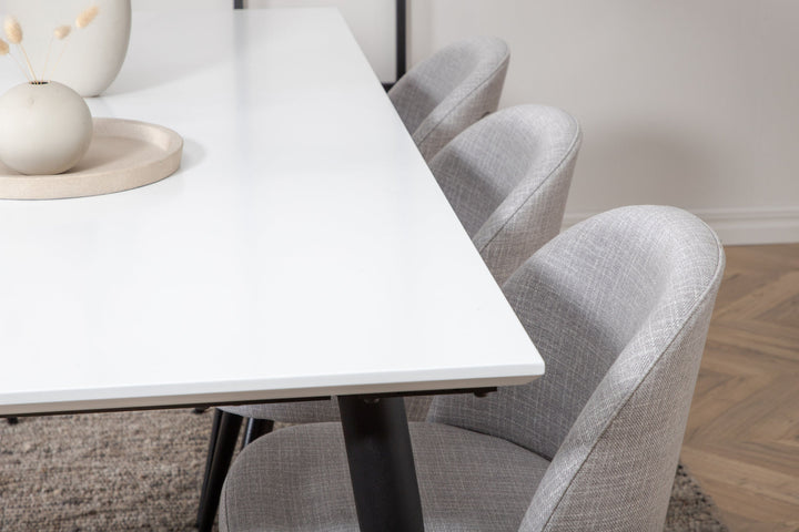 Venture Home Jimmy Dining Table , Black White HPL+Velvet Dining Chiar , Black legs , Light GreyFabric_6