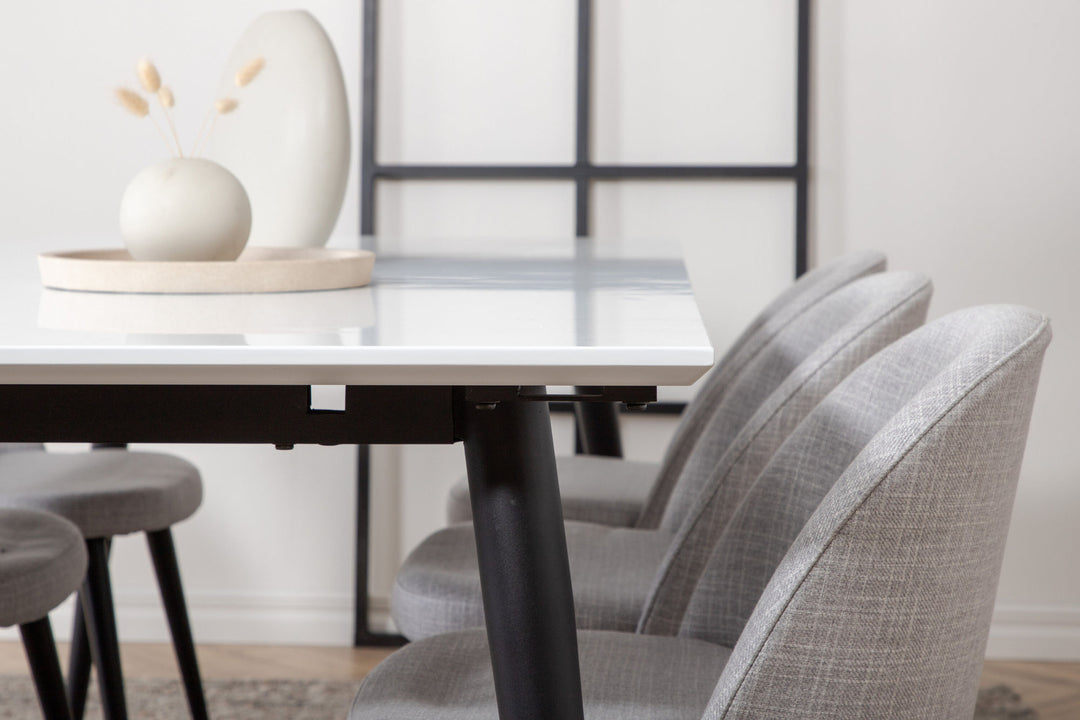 Venture Home Jimmy Dining Table , Black White HPL+Velvet Dining Chiar , Black legs , Light GreyFabric_6