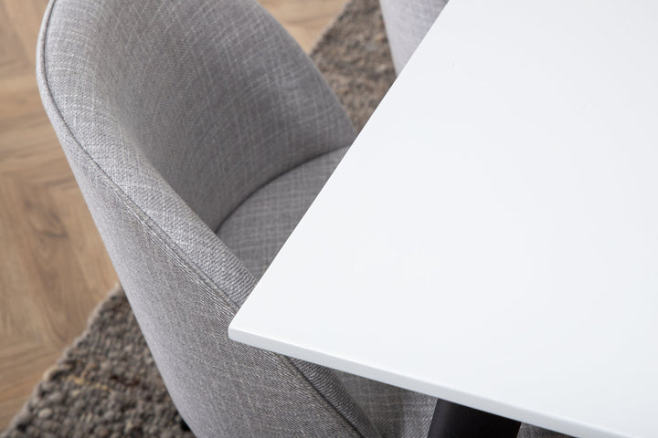 Venture Home Jimmy Dining Table , Black White HPL+Velvet Dining Chiar , Black legs , Light GreyFabric_6