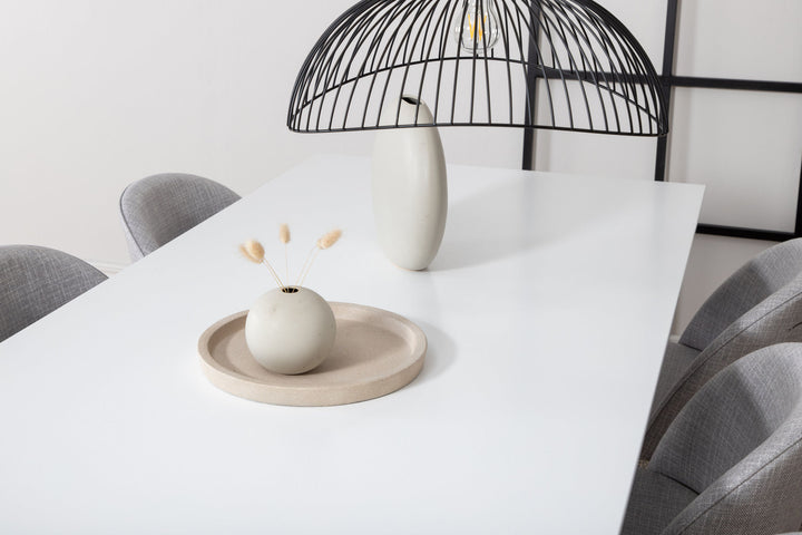 Venture Home Jimmy Dining Table , Black White HPL+Velvet Dining Chiar , Black legs , Light GreyFabric_6