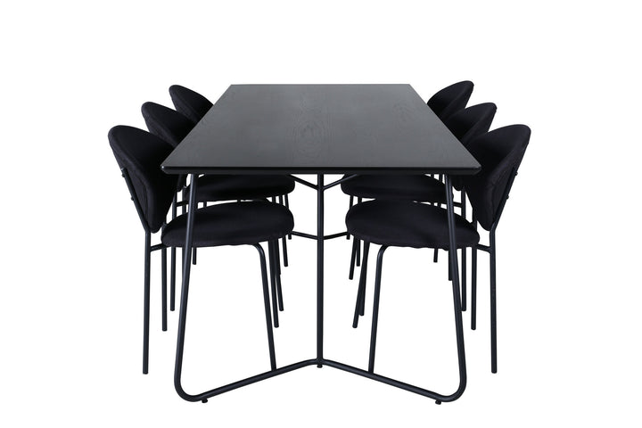 Venture Home Petra Dining Table , Black Black Veneer+Vault Dining Chair , Black Legs , Black Fabric_6