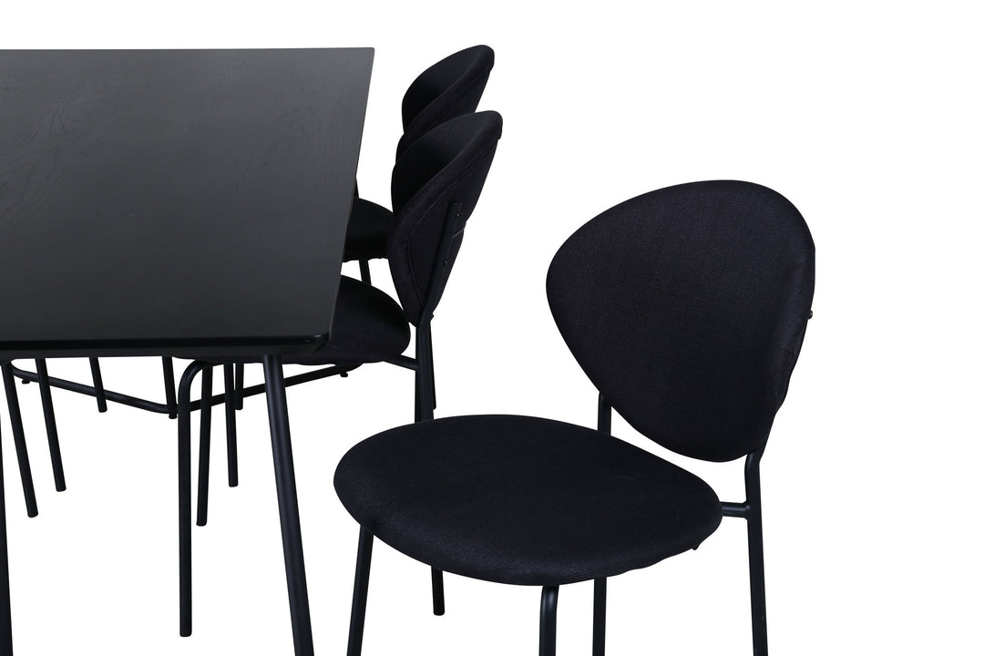 Venture Home Petra Dining Table , Black Black Veneer+Vault Dining Chair , Black Legs , Black Fabric_6