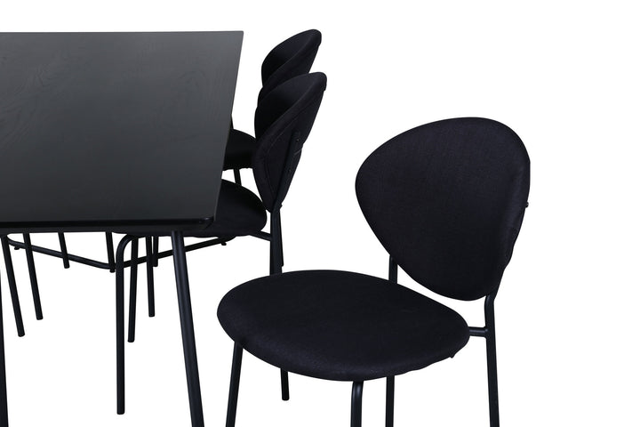 Venture Home Petra Dining Table , Black Black Veneer+Vault Dining Chair , Black Legs , Black Fabric_6