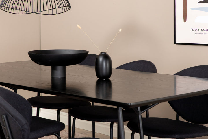 Venture Home Petra Dining Table , Black Black Veneer+Vault Dining Chair , Black Legs , Black Fabric_6