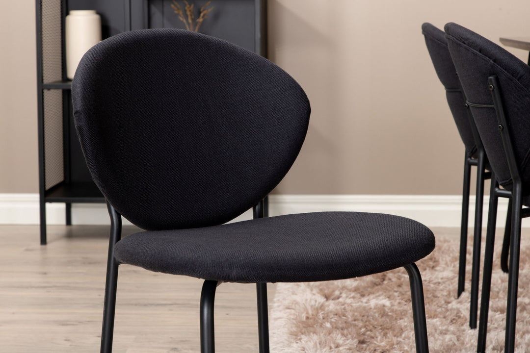 Venture Home Petra Dining Table , Black Black Veneer+Vault Dining Chair , Black Legs , Black Fabric_6