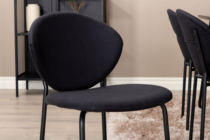 Venture Home Petra Dining Table , Black Black Veneer+Vault Dining Chair , Black Legs , Black Fabric_6