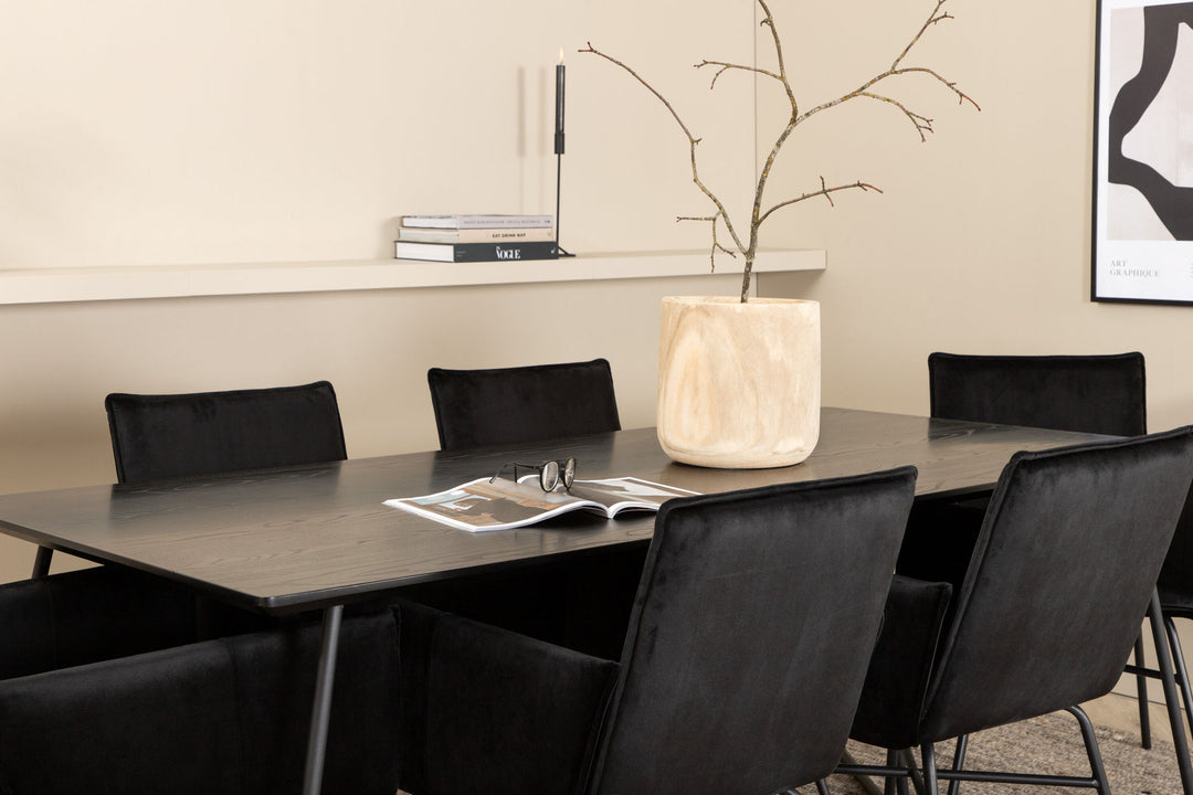 Venture Home Petra Dining Table - Black / Black Veneer+Petra Chair - Black / Black Velvet_6