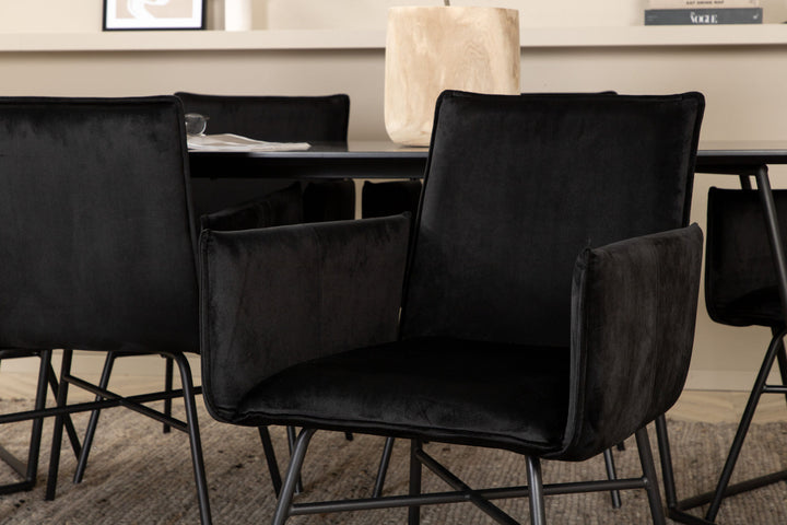 Venture Home Petra Dining Table - Black / Black Veneer+Petra Chair - Black / Black Velvet_6
