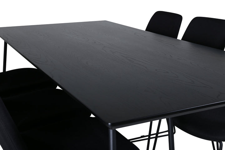 Venture Home Petra Dining Table , Black Black Veneer+Muce Dining Chair , Black Legs , Black Fabric_6