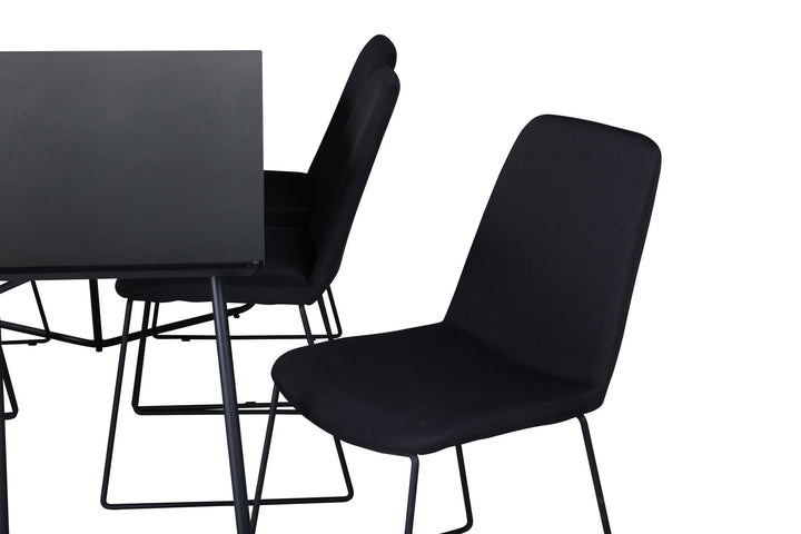 Venture Home Petra Dining Table , Black Black Veneer+Muce Dining Chair , Black Legs , Black Fabric_6