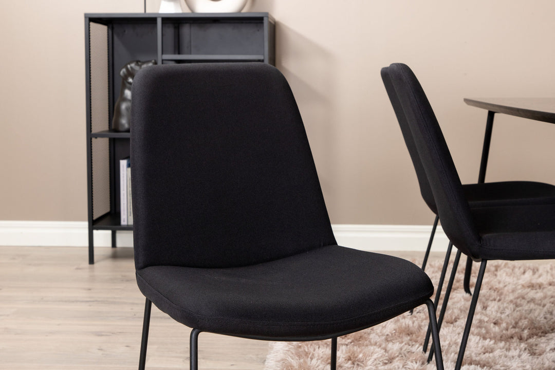 Venture Home Petra Dining Table , Black Black Veneer+Muce Dining Chair , Black Legs , Black Fabric_6