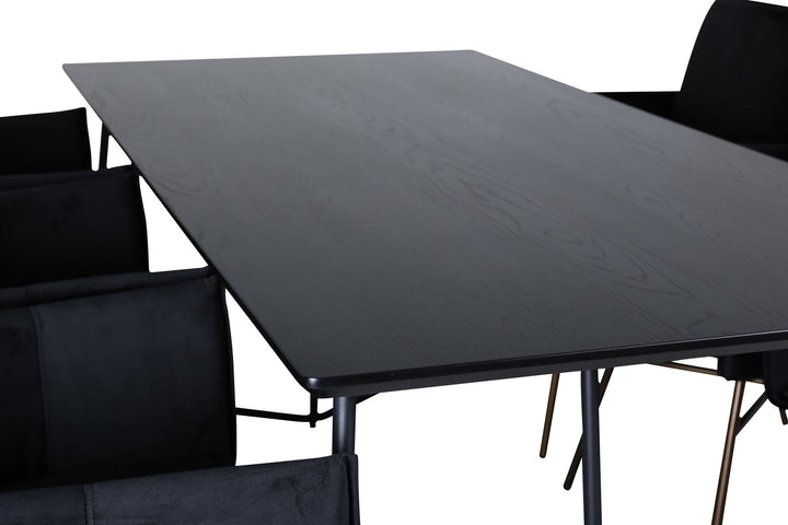 Venture Home Petra Dining Table , Black Black Veneer+Petra Chair , Distressed Copper Black Velvet_6