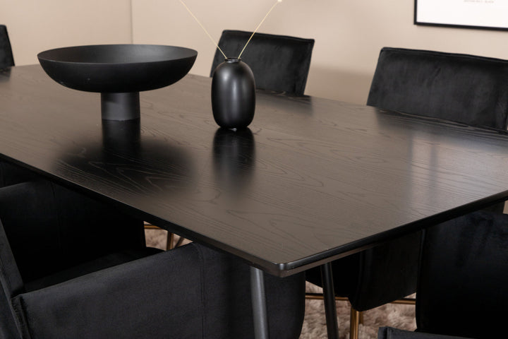 Venture Home Petra Dining Table , Black Black Veneer+Petra Chair , Distressed Copper Black Velvet_6