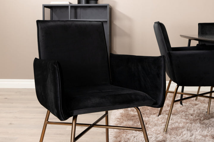 Venture Home Petra Dining Table , Black Black Veneer+Petra Chair , Distressed Copper Black Velvet_6