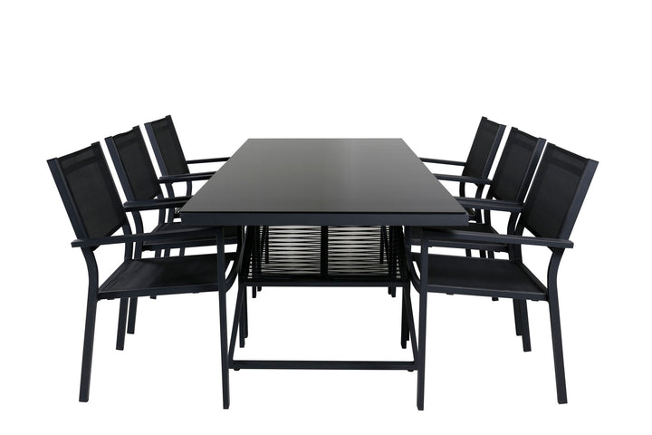 Venture Home Dallas Dining Table+Copacabana Stacking Chair - Black/Black_6