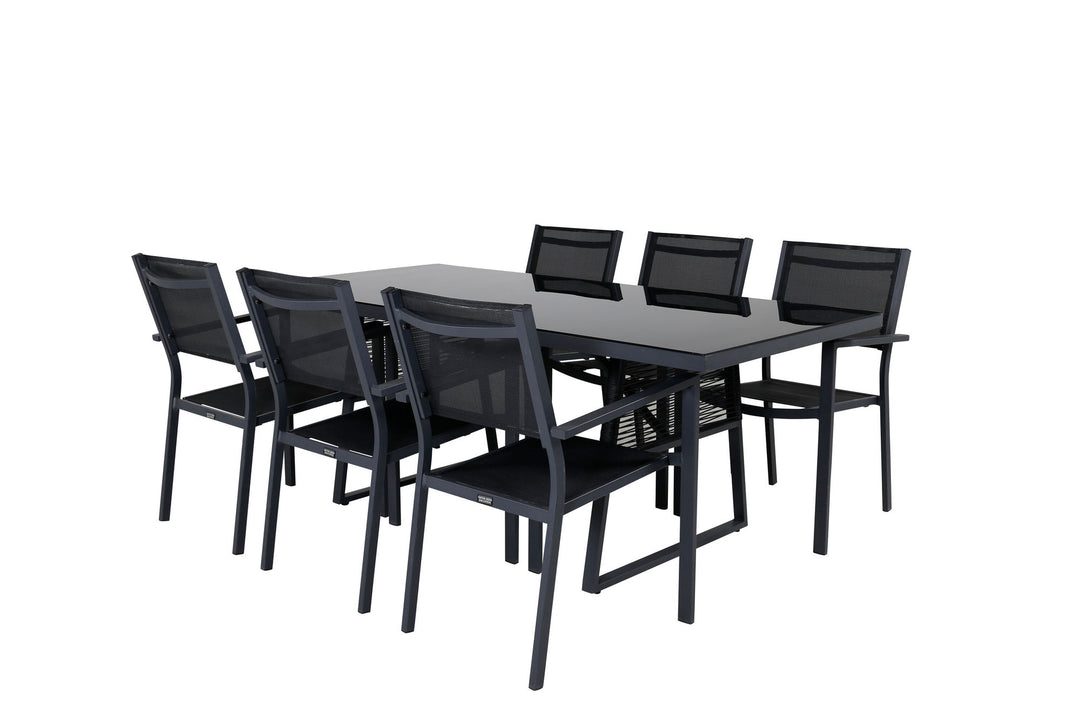 Venture Home Dallas Dining Table+Copacabana Stacking Chair - Black/Black_6