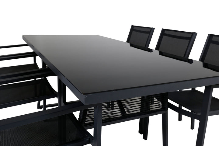 Venture Home Dallas Dining Table+Copacabana Stacking Chair - Black/Black_6
