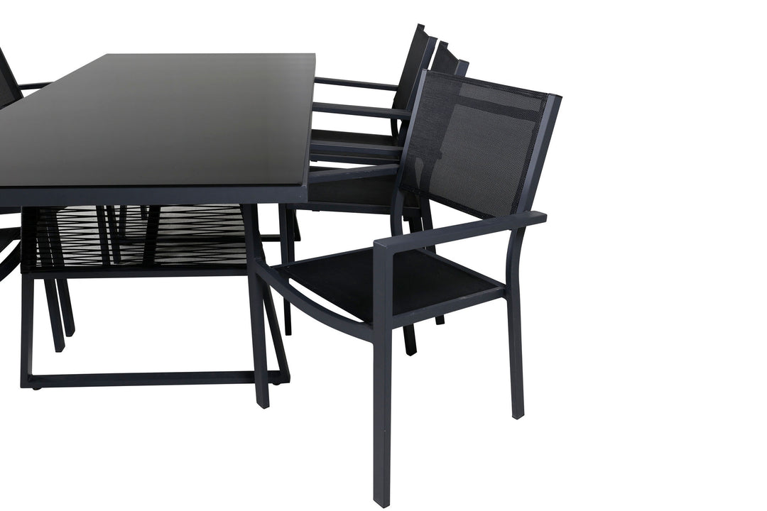 Venture Home Dallas Dining Table+Copacabana Stacking Chair - Black/Black_6