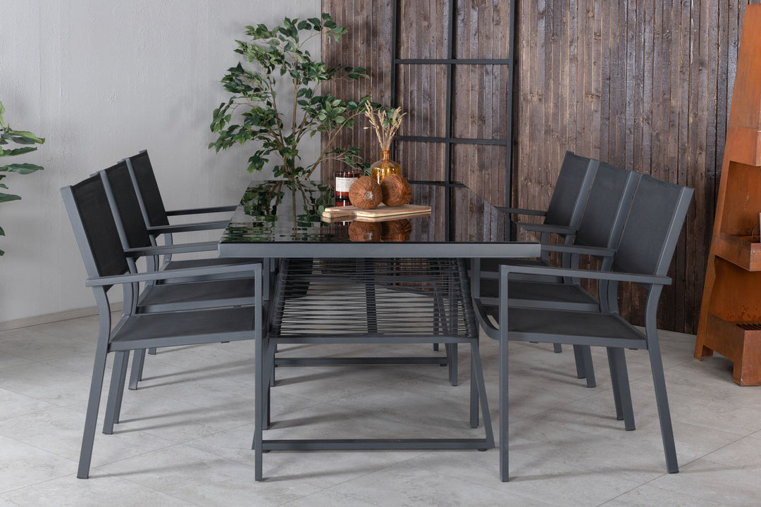 Venture Home Dallas Dining Table+Copacabana Stacking Chair - Black/Black_6