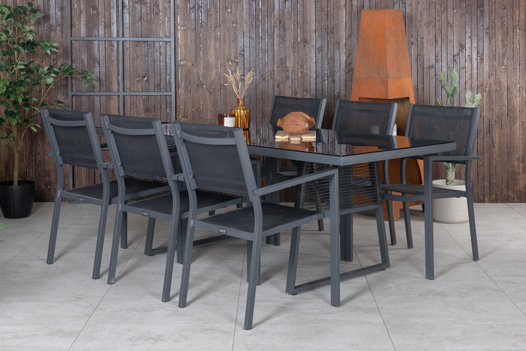 Venture Home Dallas Dining Table+Copacabana Stacking Chair - Black/Black_6