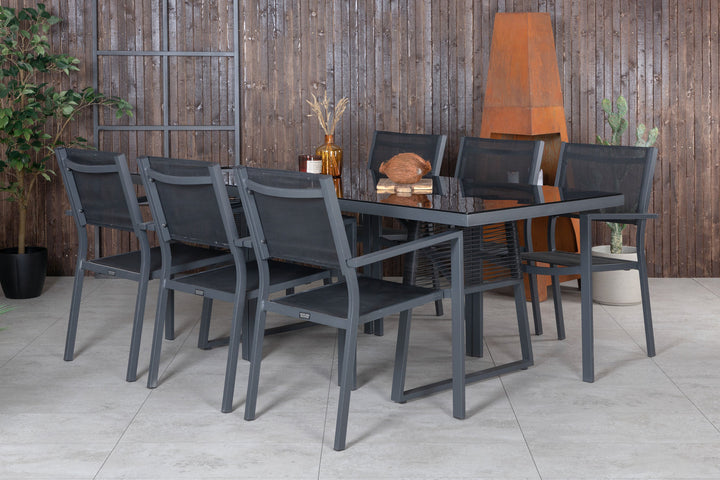 Venture Home Dallas Dining Table+Copacabana Stacking Chair - Black/Black_6