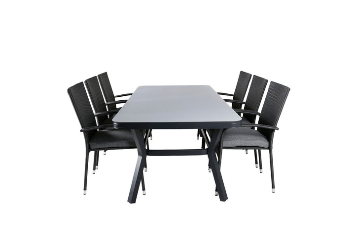 Venture Home Virya Dining Table - Black Alu / Grey Glass - big table+Anna Chair - Black_6