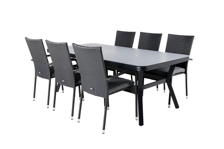 Venture Home Virya Dining Table - Black Alu / Grey Glass - big table+Anna Chair - Black_6