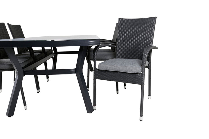Venture Home Virya Dining Table - Black Alu / Grey Glass - big table+Anna Chair - Black_6