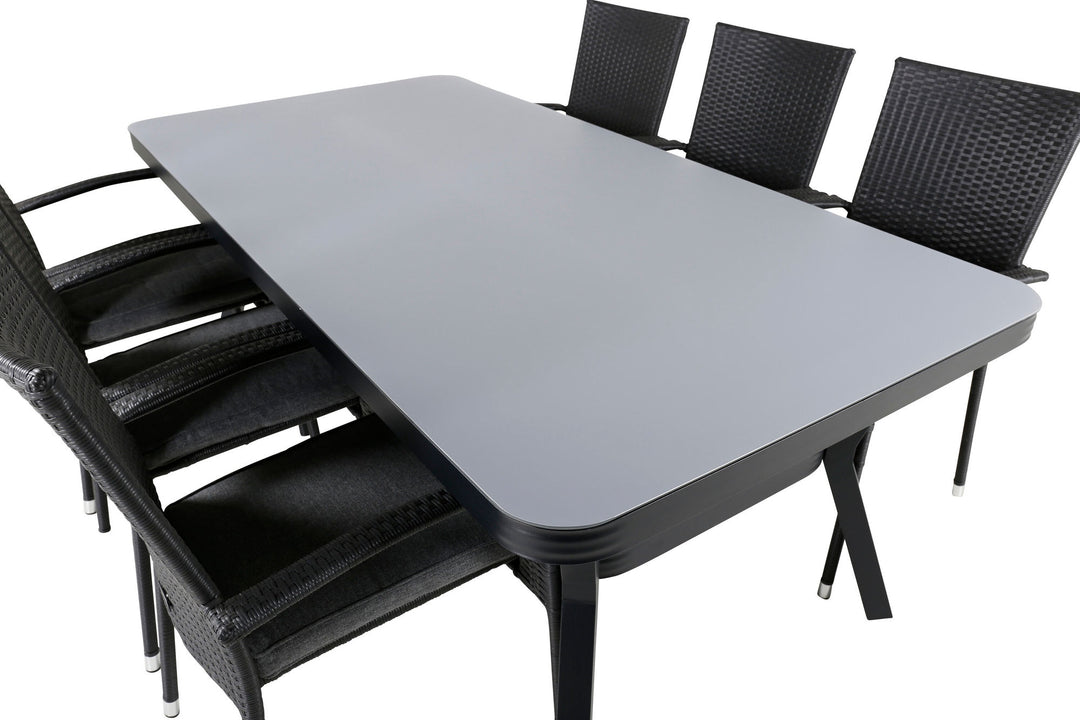 Venture Home Virya Dining Table - Black Alu / Grey Glass - big table+Anna Chair - Black_6