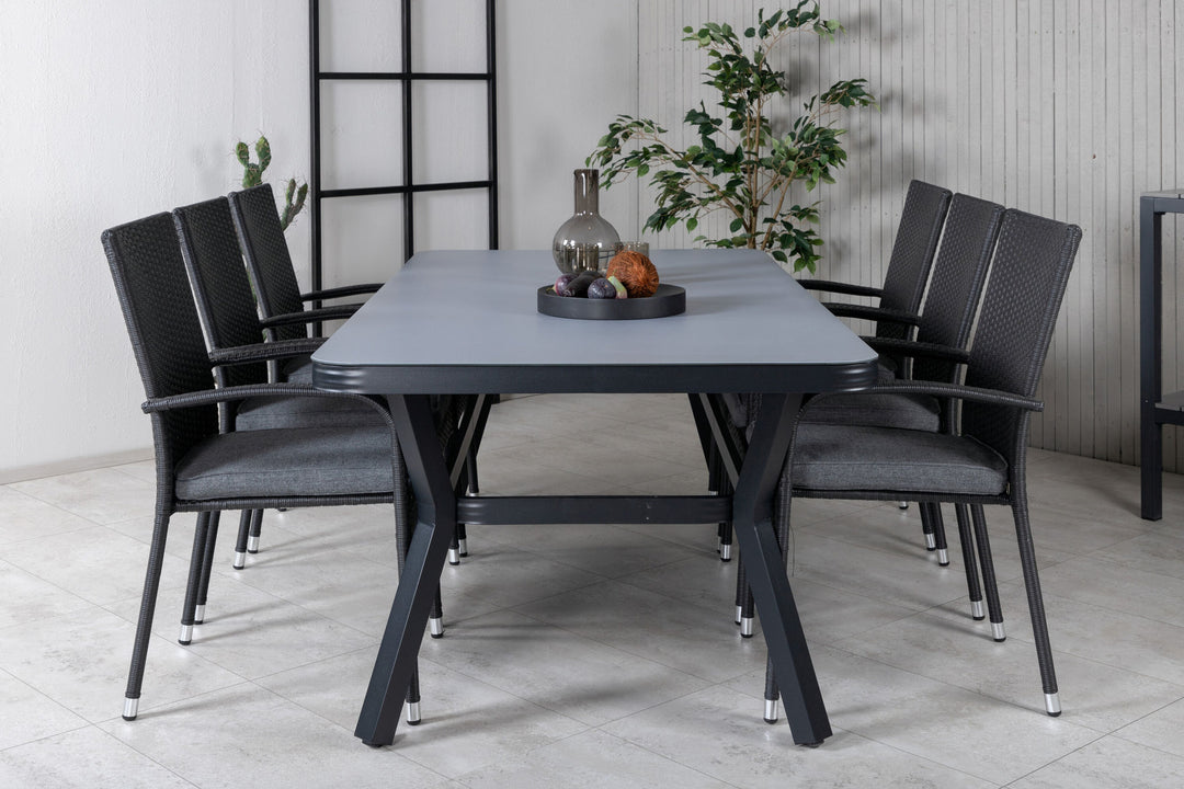 Venture Home Virya Dining Table - Black Alu / Grey Glass - big table+Anna Chair - Black_6