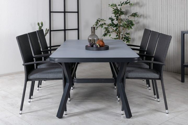 Venture Home Virya Dining Table - Black Alu / Grey Glass - big table+Anna Chair - Black_6