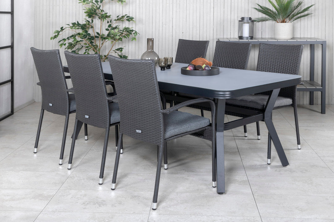 Venture Home Virya Dining Table - Black Alu / Grey Glass - big table+Anna Chair - Black_6