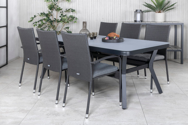 Venture Home Virya Dining Table - Black Alu / Grey Glass - big table+Anna Chair - Black_6