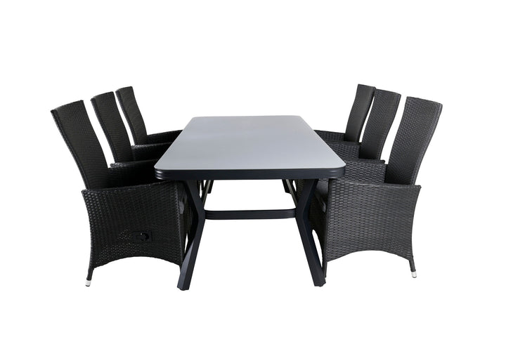 Venture Home Virya Dining Table - Black Alu / Grey Glass - big table+Padova Chair (Recliner) - Black/Grey_6
