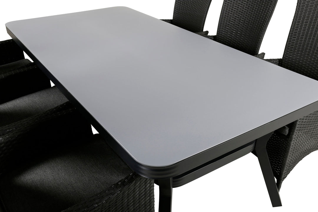 Venture Home Virya Dining Table - Black Alu / Grey Glass - big table+Padova Chair (Recliner) - Black/Grey_6