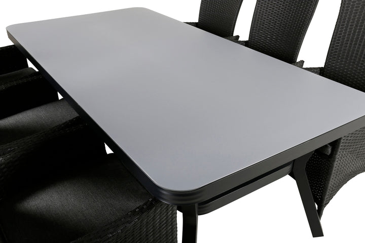Venture Home Virya Dining Table - Black Alu / Grey Glass - big table+Padova Chair (Recliner) - Black/Grey_6