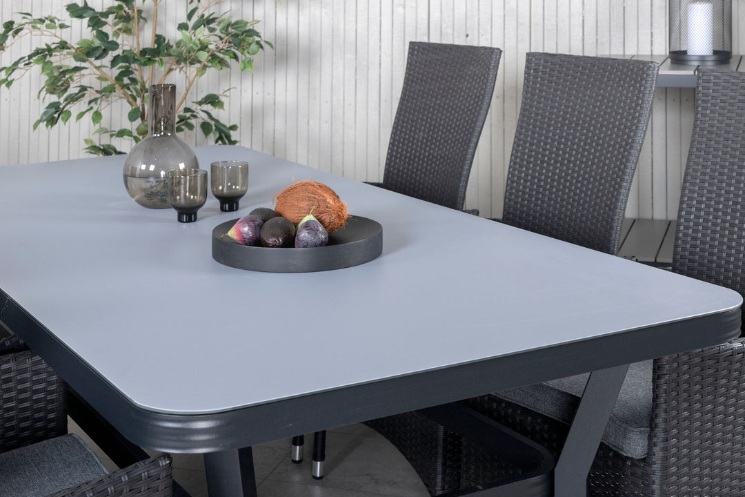 Venture Home Virya Dining Table - Black Alu / Grey Glass - big table+Padova Chair (Recliner) - Black/Grey_6