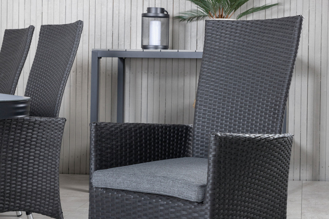 Venture Home Virya Dining Table - Black Alu / Grey Glass - big table+Padova Chair (Recliner) - Black/Grey_6