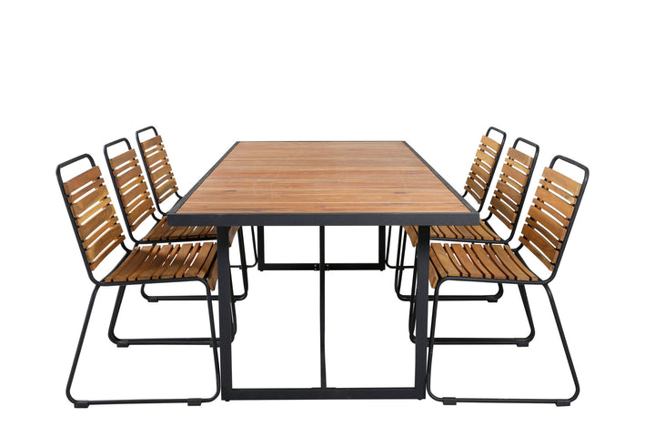 Venture Home Khung Dining Table - Black Steel / Acacia (teklook) - 200*100cm+Bois Dining Chair - Black Alu / Acacia_6