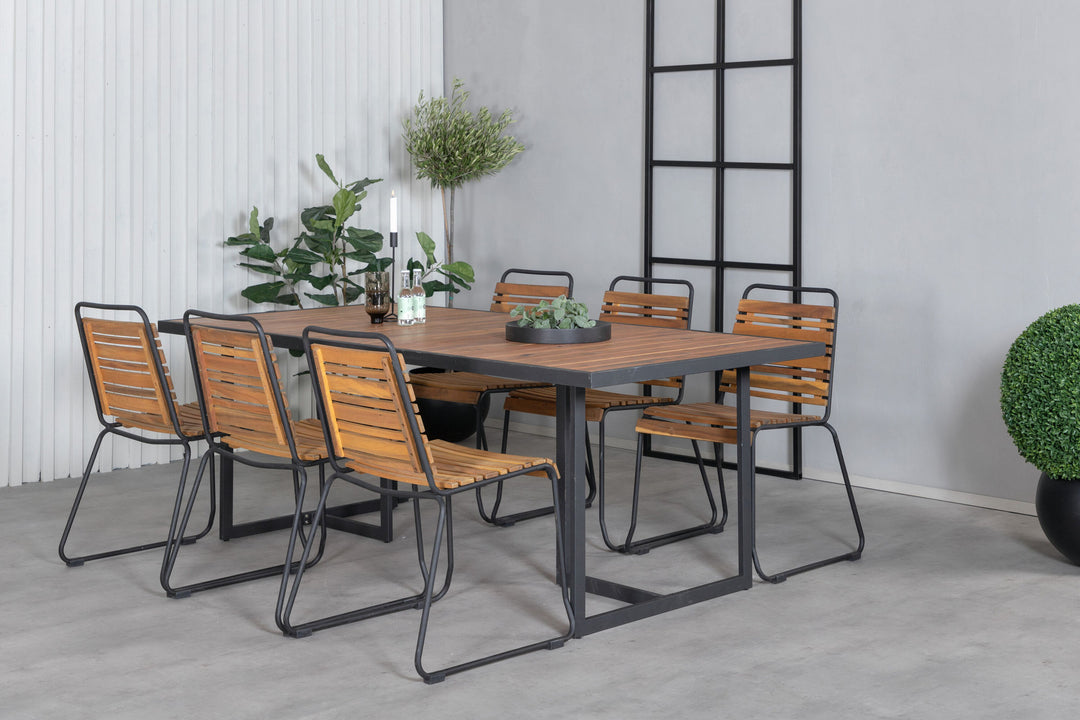 Venture Home Khung Dining Table - Black Steel / Acacia (teklook) - 200*100cm+Bois Dining Chair - Black Alu / Acacia_6