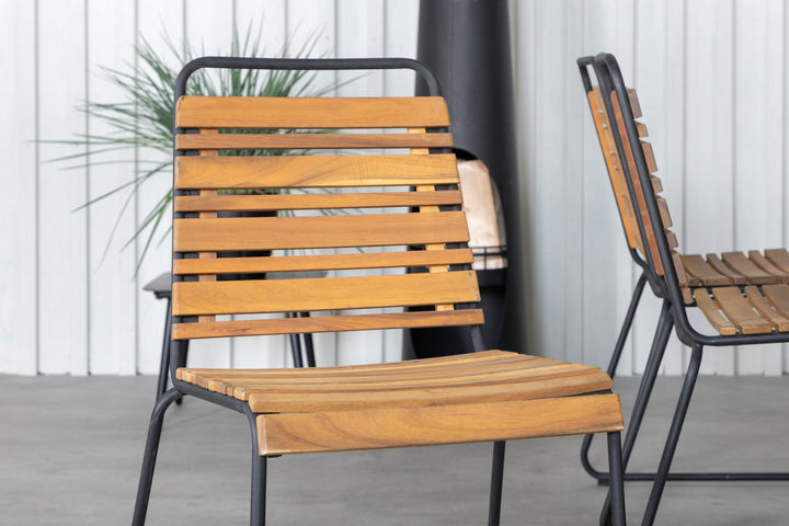 Venture Home Khung Dining Table - Black Steel / Acacia (teklook) - 200*100cm+Bois Dining Chair - Black Alu / Acacia_6
